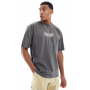 ASOS DESIGN oversized t-shirt in charcoal with grunge chest print