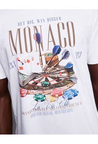 ADPT oversized t-shirt with casino print in white