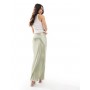 New Look satin bias midi skirt in sage green