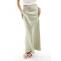 New Look satin bias midi skirt in sage green