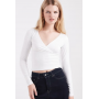 Hollister long sleeve seamless wrap top in white