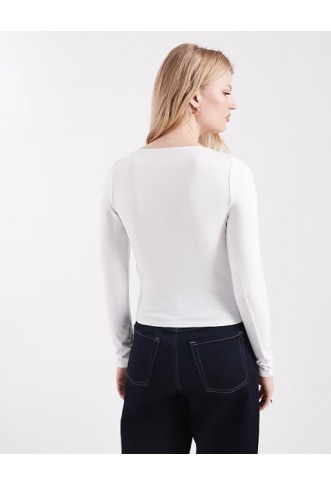 Hollister long sleeve seamless wrap top in white