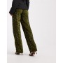 Pieces wide leg velour sequin trousers in olive green