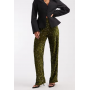 Pieces wide leg velour sequin trousers in olive green