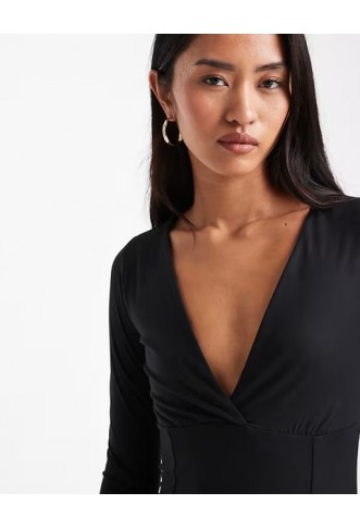 Cotton On zali crossover long sleeve top in black