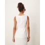 ASOS DESIGN linen waistcoat detail midi dress in white