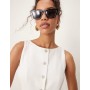ASOS DESIGN linen waistcoat detail midi dress in white