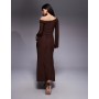 ASOS DESIGN off shoulder sculpting maxi dress in chocolate