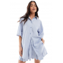 ASOS DESIGN oversized short sleeve shirt co-ord in blue stripe