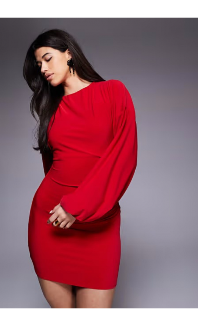 ASOS DESIGN long sleeve mini dress with gauged detail