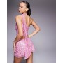 Oh Polly Cosette glitter embellished one shoulder scarf top