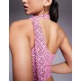 Oh Polly Cosette glitter embellished one shoulder scarf top