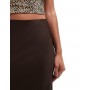 Vila satin maxi skirt in chocolate brown