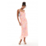 Vero Moda Smilla cowl neck cami midi dress in pink blurred floral print