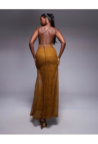 ASOS DESIGN lace maxi dress with asym strapping