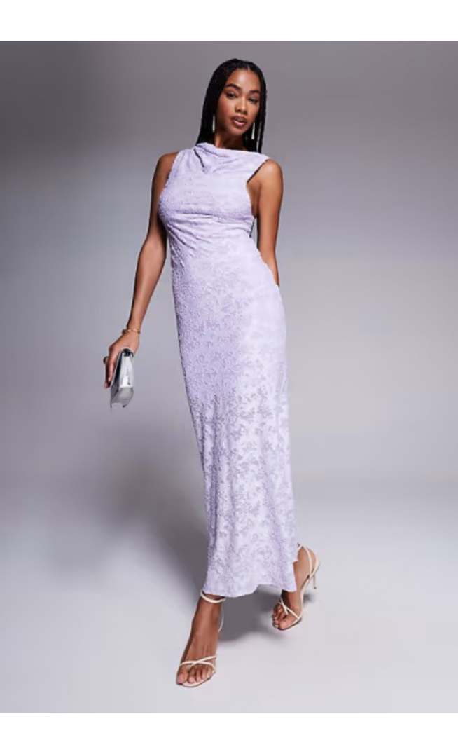 ASOS DESIGN twisted shoulder devore maxi dress