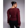 ASOS DESIGN Curve semi sheer long sleeve v-neck top