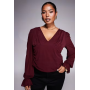 ASOS DESIGN Curve semi sheer long sleeve v-neck top