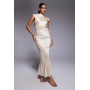 ASOS DESIGN cap sleeve satin midi dress with sheer chiffon panels