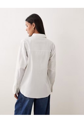 JJXX poplin long sleeve shirt in white