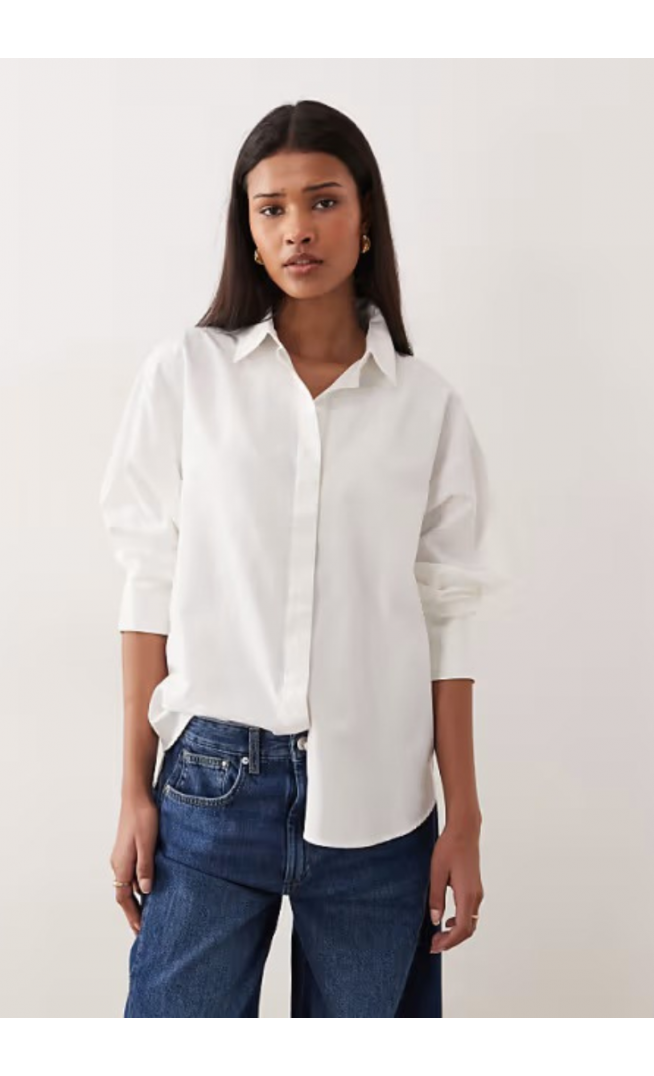 JJXX poplin long sleeve shirt in white