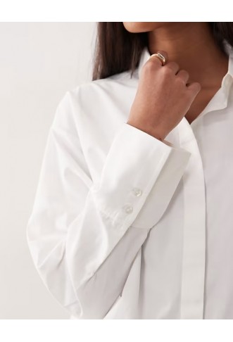 JJXX poplin long sleeve shirt in white