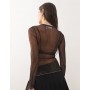 Weekday mesh long sleeve top with with faded effect print
