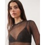 Weekday mesh long sleeve top with with faded effect print