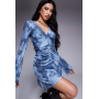 ASOS DESIGN v neck ruched with flare sleeve