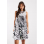 Pieces sleeveless disc sequin mini dress in silver