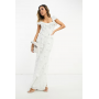 ASOS DESIGN puff sleeve broderie cut out midi dress