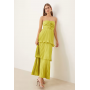 Abercrombie & Fitch ruched bandeau pleated tiered maxi dress