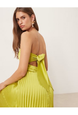 Abercrombie & Fitch ruched bandeau pleated tiered maxi dress