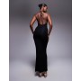 ASOS DESIGN halter neck maxi dress with split and starfish trim