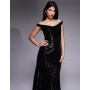 ASOS DESIGN sequin bardot maxi dress in black
