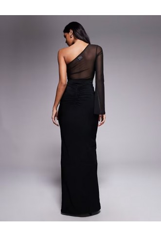 ASOS DESIGN mesh panelled one shoulder maxi dress