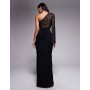 ASOS DESIGN mesh panelled one shoulder maxi dress