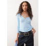 COLLUSION sheer knitted long sleeve top in baby blue