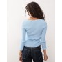 COLLUSION sheer knitted long sleeve top in baby blue