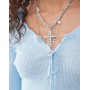 COLLUSION sheer knitted long sleeve top in baby blue