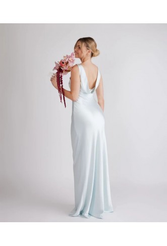 Six Stories Bridesmaid cowl neck satin maxi dress