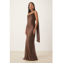 Pretty Lavish Bridesmaid Keisha satin cowl neck maxi dress