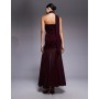 TFNC bandeau ruched scarf detail sheer hem maxi dress