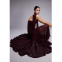 TFNC bandeau ruched scarf detail sheer hem maxi dress