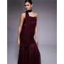 TFNC bandeau ruched scarf detail sheer hem maxi dress