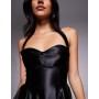 ASOS DESIGN sculpted stretch satin twist bust halter mini dress
