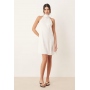 YAS halterneck mini dress with bow back in white