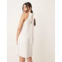 YAS halterneck mini dress with bow back in white