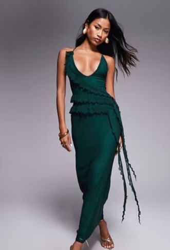 ASOS DESIGN ruffle maxi...