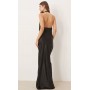 SNDYS satin cowl neck scarf detail maxi dress in black